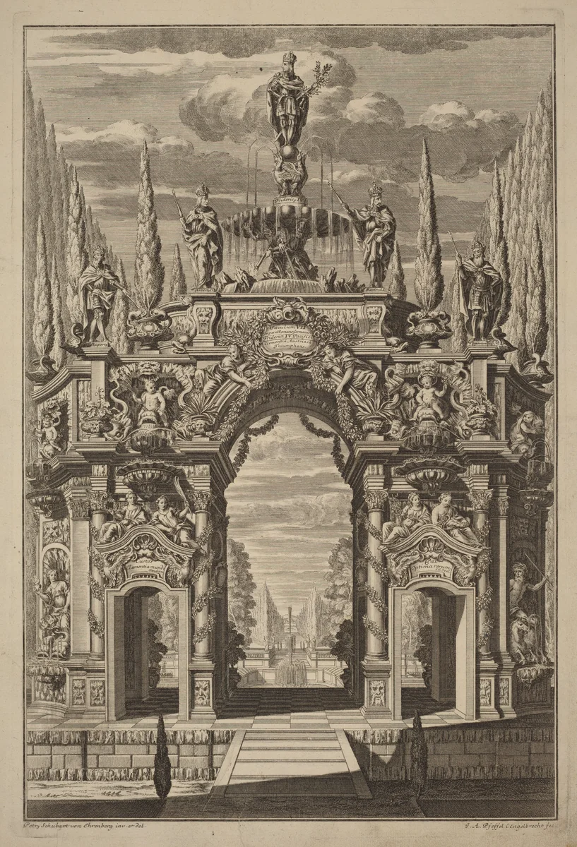 Triumphal Arch for Friedrich IV by Christian Engelbrecht
Johann Andreas Pfeffel
Peter Schubert von Ehrenberg, print, 1725