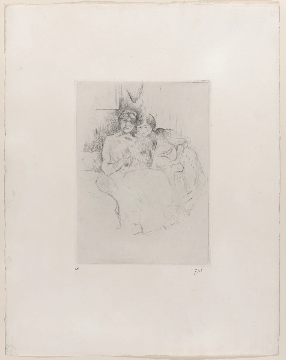 The Drawing Lesson (Berthe Morisot and her Daughter) by Berthe Morisot, print, 1889
