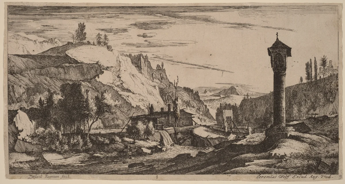 The Column: pl.1 by Melchior Küsel; Roelant Roghman, print, 1627-1692