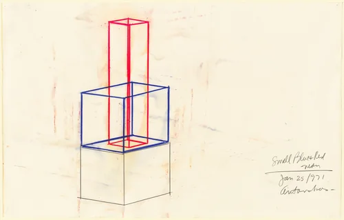 Small Blue and Red Neon by Stephen Antonakos, drawing, 1971