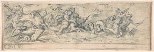 Sea Deities by anonymous, drawing, 1600-1700