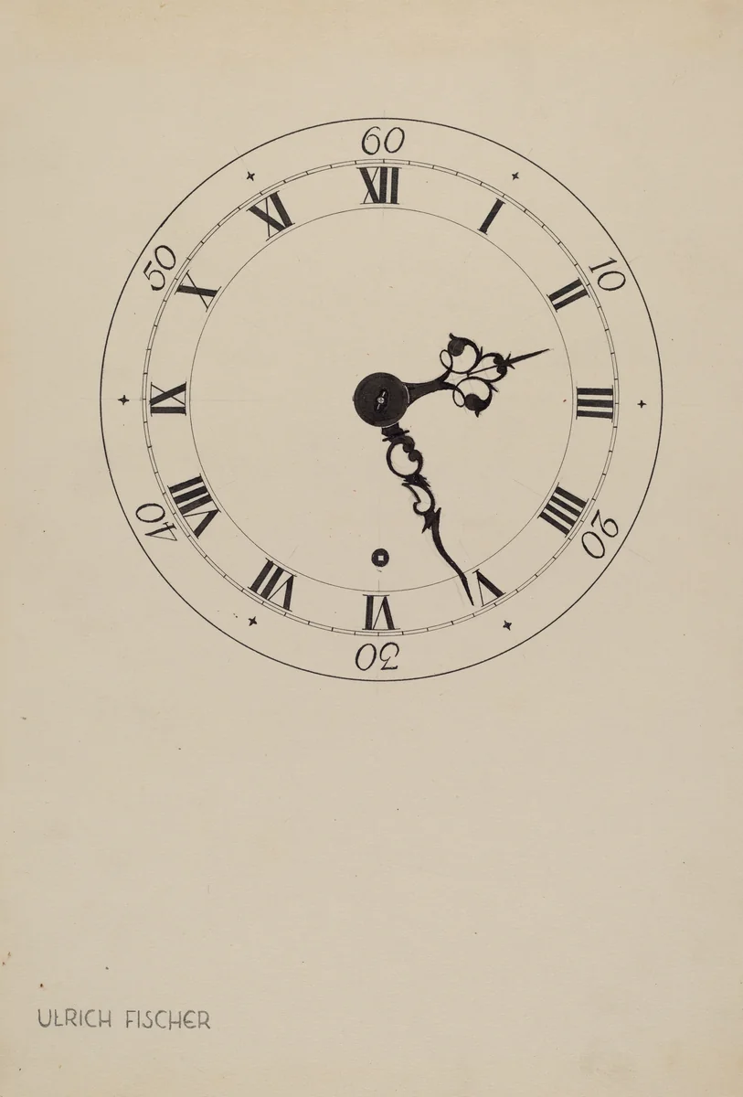 Shelf Clock by Ulrich Fischer, index of american design, 1937