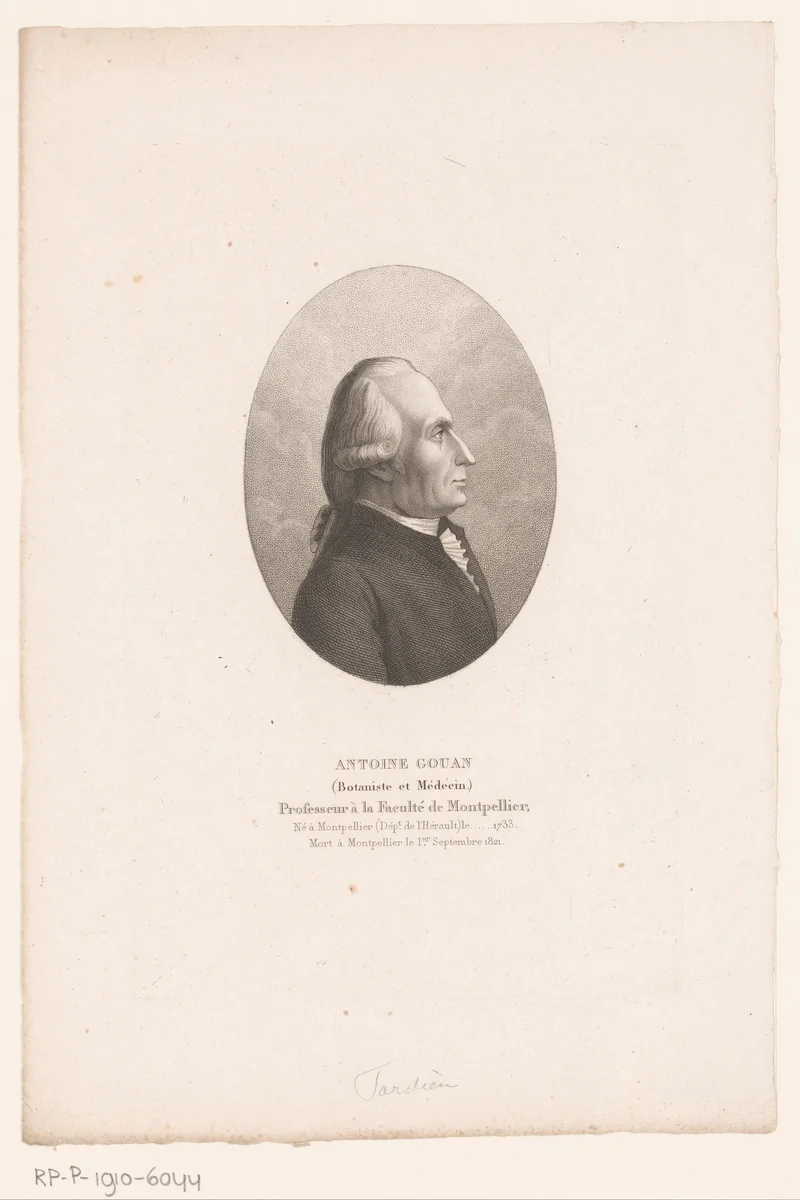 Portret van Antoine Gouan by Ambroise Tardieu, print, 1798-1841