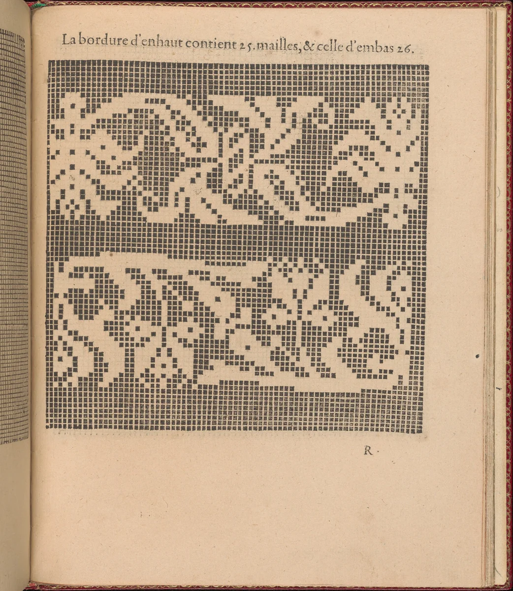 Les Singuliers et Nouveaux Portraicts... page 65 (recto) by Federico de Vinciolo, book, 1588