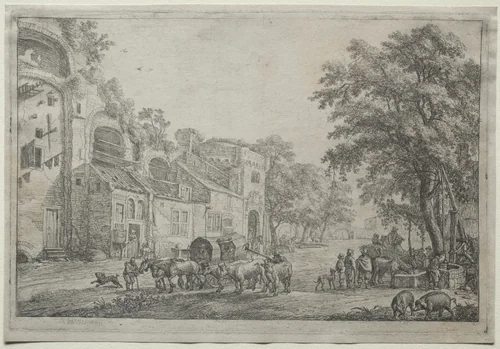 The Approach to a Village by Simon de Vlieger, print, 1615-1653