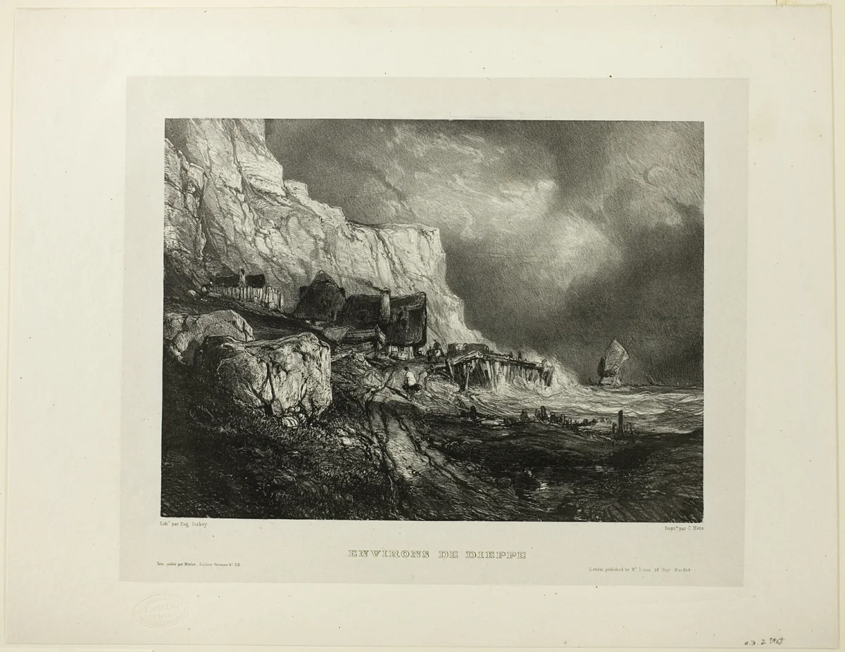 Near Dieppe, plate one from Six Marines by Eugène Isabey, print, 1833