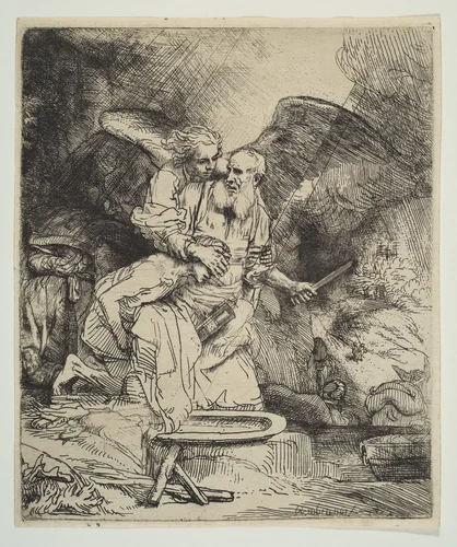 Abraham's Sacrifice by Rembrandt van Rijn, print, 1655