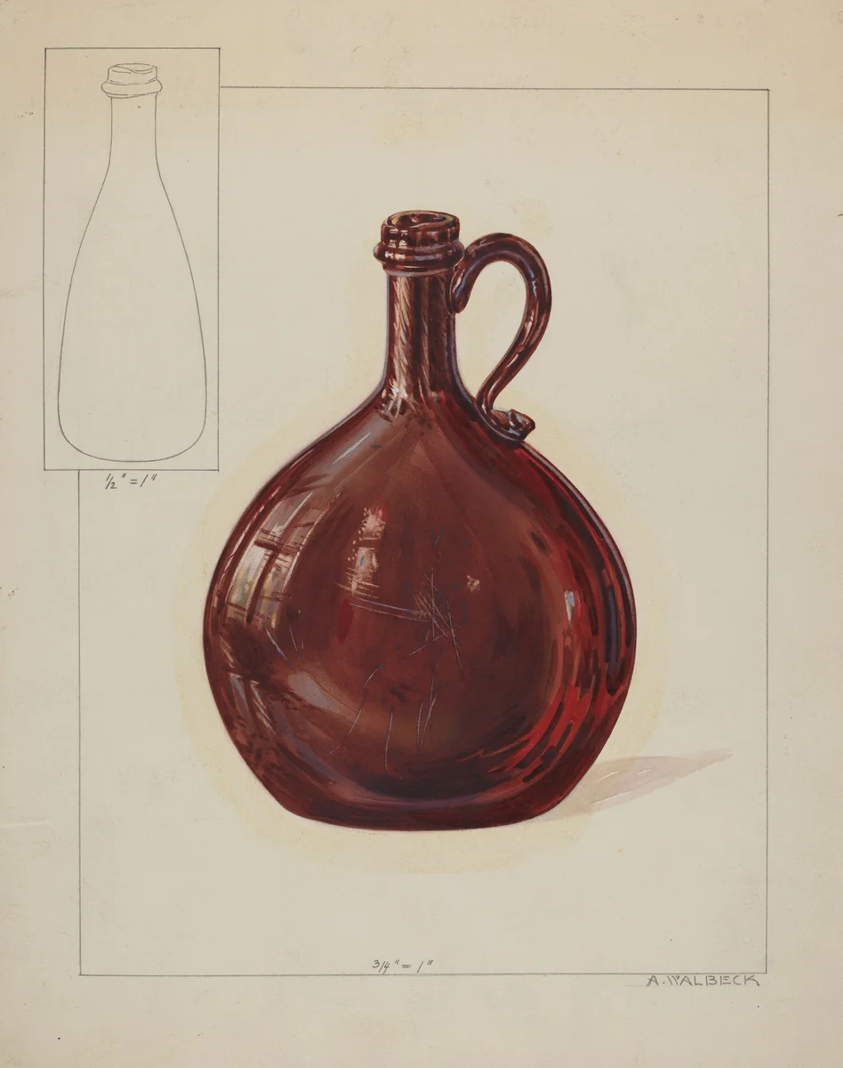 Bottle by Alfred Walbeck, index of american design, 1936