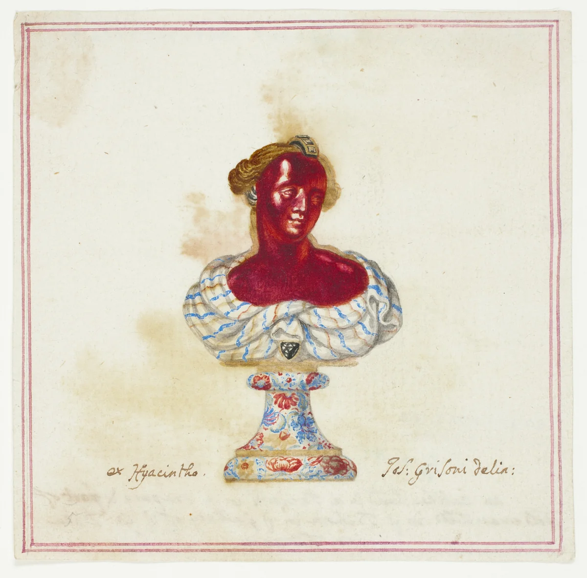 Sketch of Jewelled Antique Bust in the Medici Collection, Florence by Giuseppe Grisoni, painting, 1719-1769