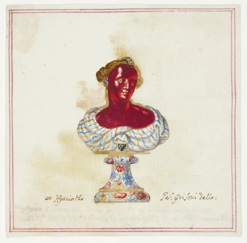 Sketch of Jewelled Antique Bust in the Medici Collection, Florence by Giuseppe Grisoni, painting, 1719-1769