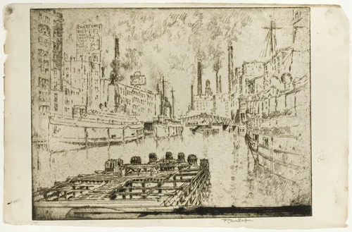 Lake Steamers, Chicago by Joseph Pennell, print, 1910