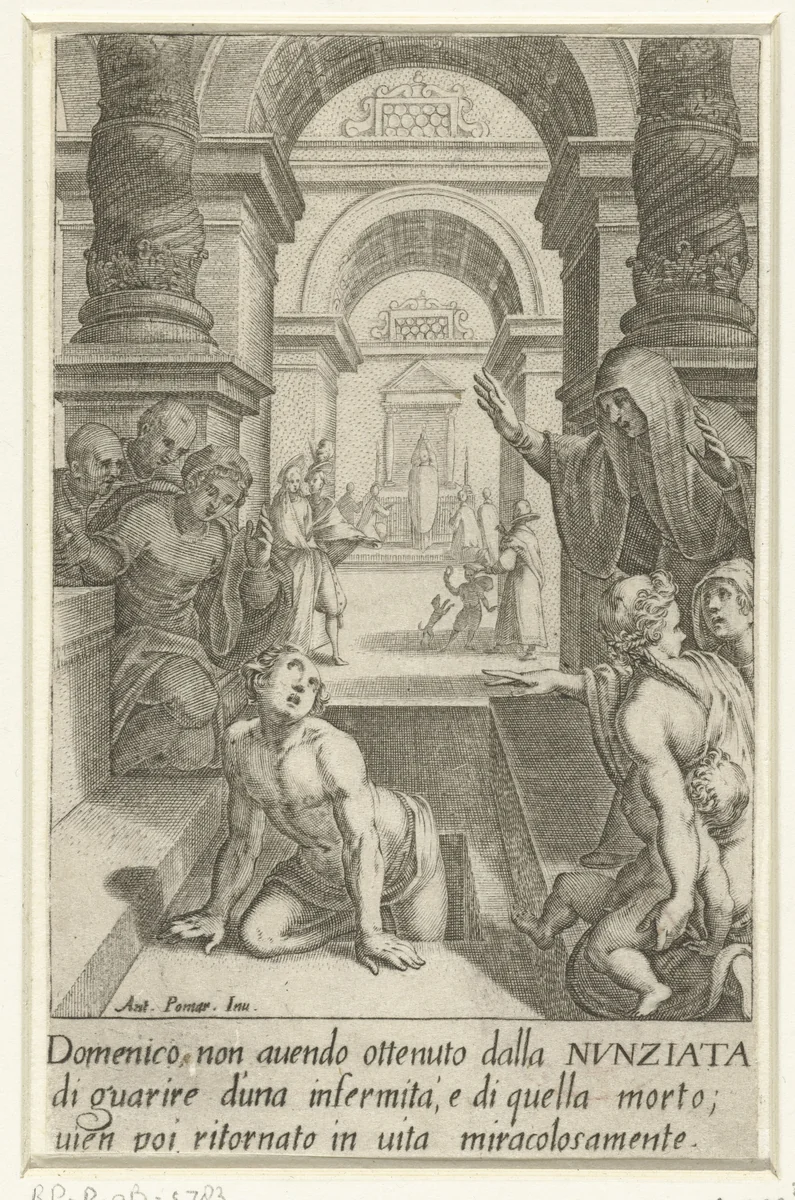 Het wonder van Domenico by Jacques Callot, print, 1614