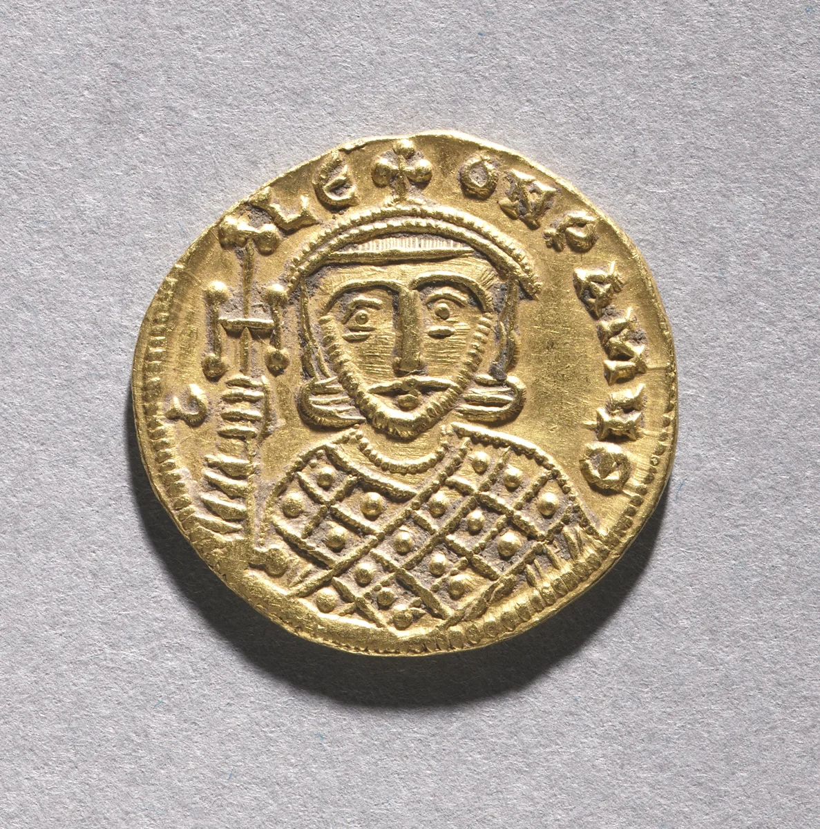 Solidus with Leo IV the Khazar and His Father Constantine V Copronymus (obverse) by Unknown, metalwork, 751-775