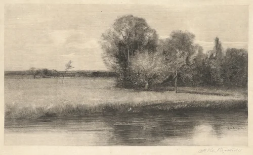 A Sun-dappled Meadow by a River by Albion Bicknell, print, 1890