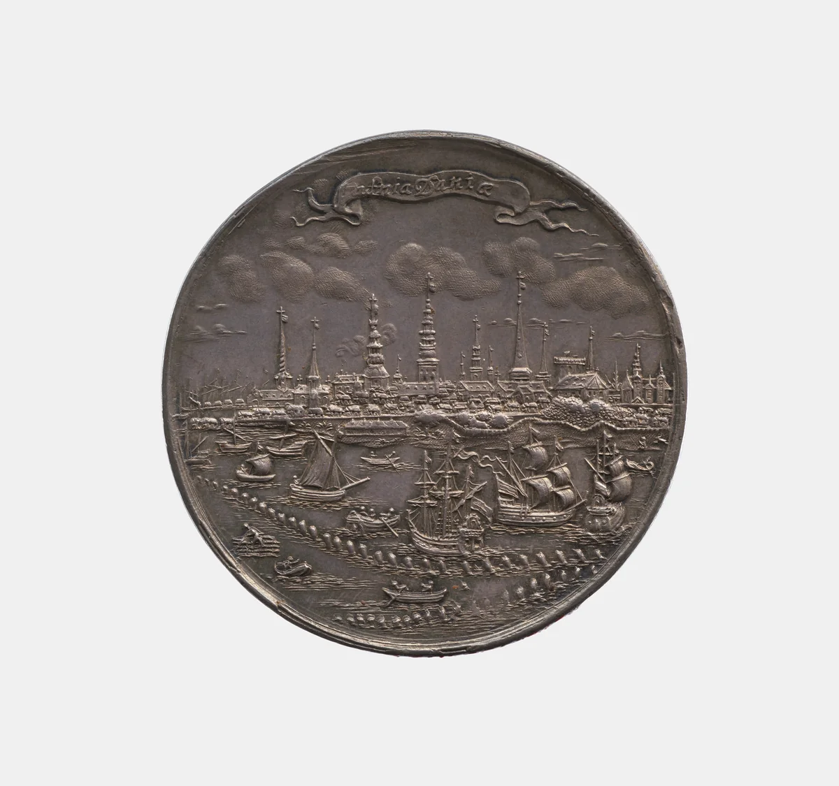 The Relief of Copenhagen by a Dutch Fleet after the Naval Victory of Cronenborg by J. Herclas, metalwork, 1658