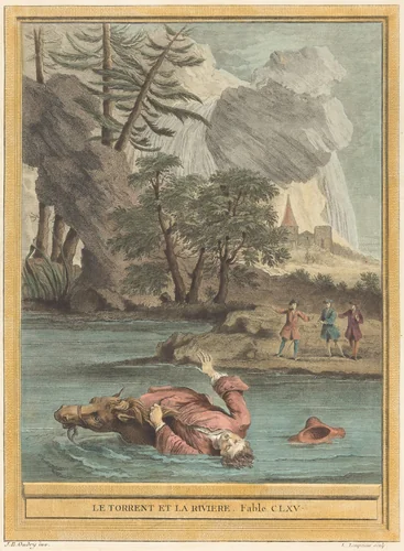 Le torrent et la riviere (The Torrent and theRiver) by Louis-Simon Lempereur, Jean-Baptiste Oudry, print, 1756