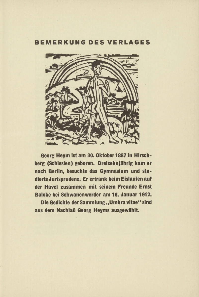 Nude in the Landscape (Akt vor Landschaft) (headpiece, page 63) from Umbra Vitae (Shadow of Life) by Ernst Ludwig Kirchner, illustrated book, 1924