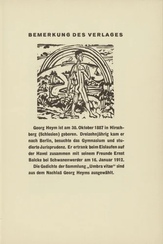 Nude in the Landscape (Akt vor Landschaft) (headpiece, page 63) from Umbra Vitae (Shadow of Life) by Ernst Ludwig Kirchner, illustrated book, 1924
