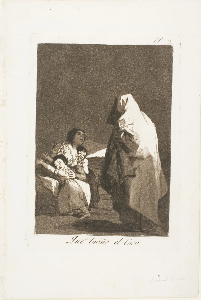 Here Comes the Bogeyman, plate three from Los Caprichos by Francisco José de Goya, print, 1797-1799
