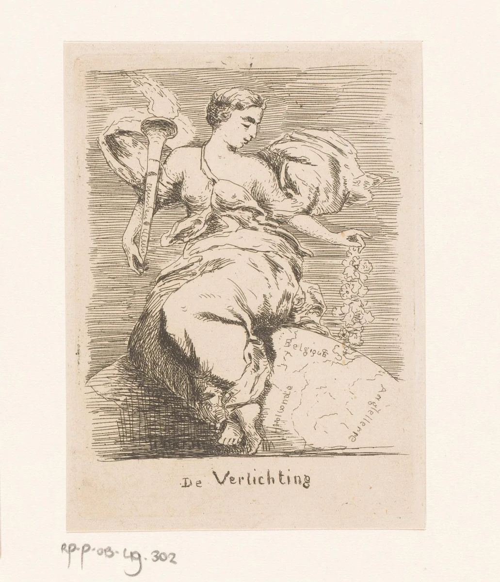 Allegorie op de Verlichting by Willem Linnig, print, 1829-1885
