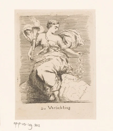 Allegorie op de Verlichting by Willem Linnig, print, 1829-1885
