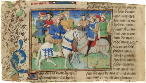 Meeting of Achilles and Hector by Master of Girart de Roussillon, drawing, 1445-1465