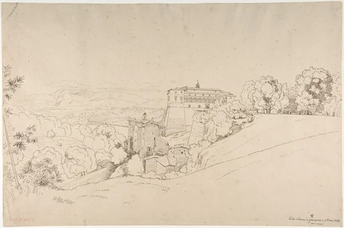 Castello Colonna at Genazzano, Italy by Théodore Caruelle d' Aligny, drawing, 1835