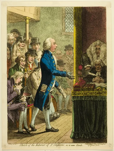 Sketch of the Interior of St. Stephens, As it Now Stands by James Gillray, print, 1802