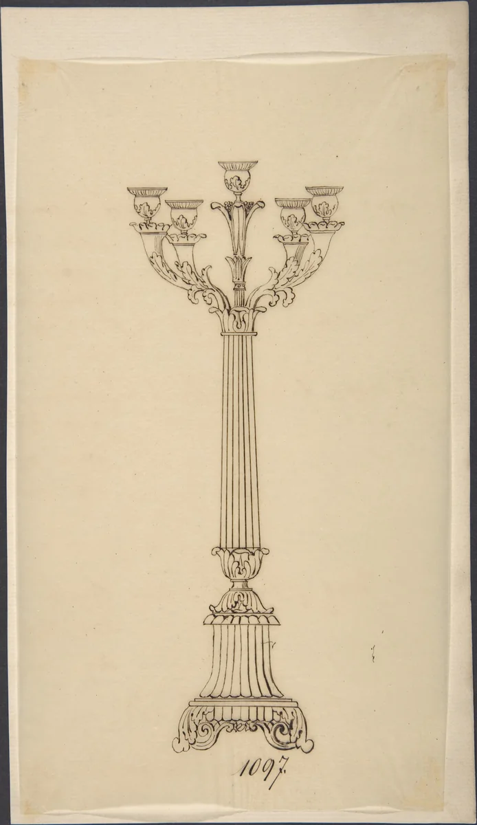 Design for a Candelabra by anonymous, drawing, 1800-1899