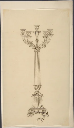 Design for a Candelabra by anonymous, drawing, 1800-1899