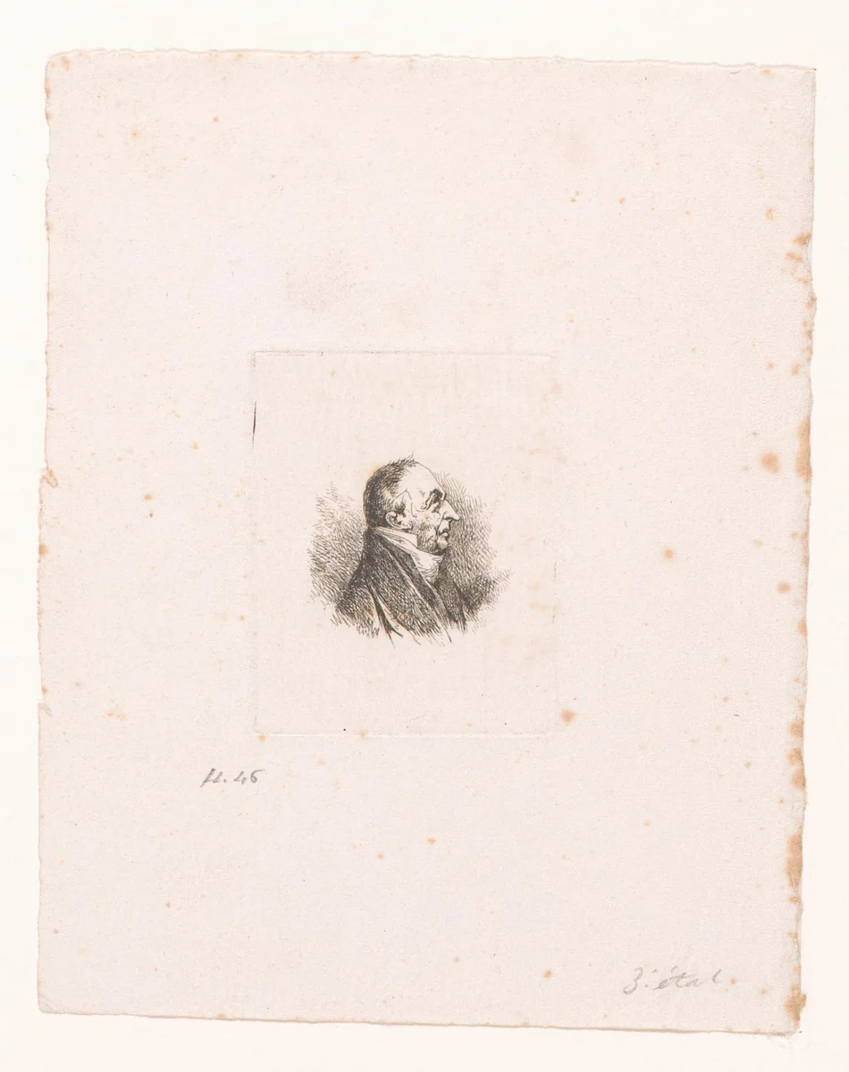 Portret van Joseph Prudhomme by Eugène Verboeckhoven, print, 1830