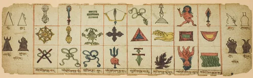 Page from a Notebook with Ritual Symbols by Mongolia, drawing, 1799-1999