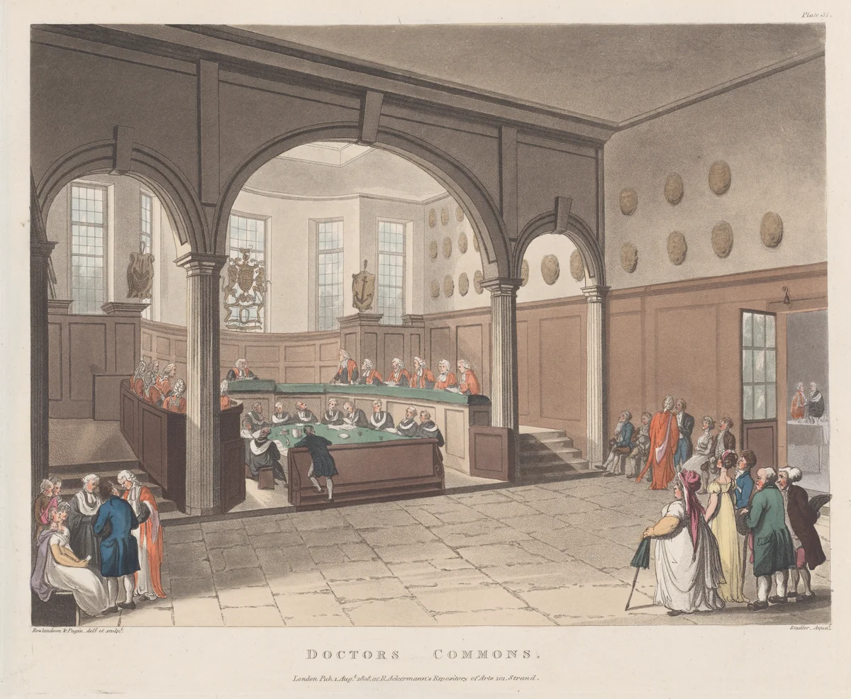 Doctors' Commons by Thomas Rowlandson, print, 1808