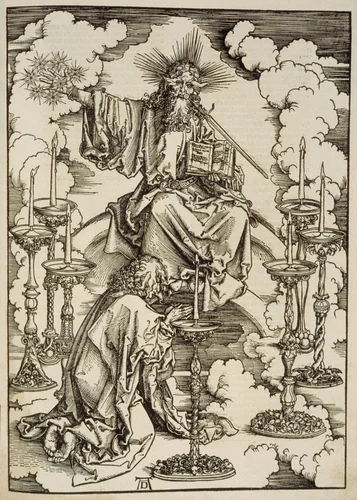 The Vision of the Seven Candlesticks by Albrecht Dürer, print, 1496-1498