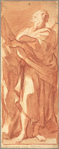 Saint Andrew by Bolognese, drawing, 1625-1650