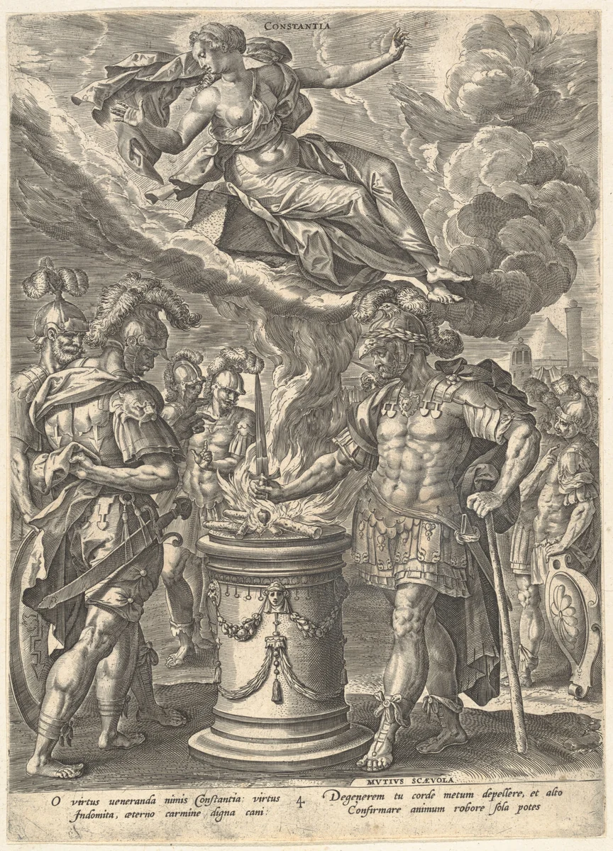 Constantia, from "Virtues" by Maerten de Vos, print, 1576-1586