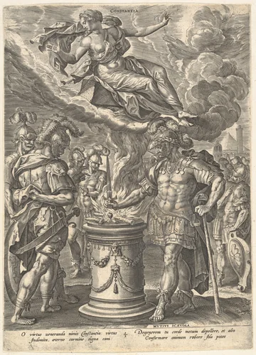 Constantia, from "Virtues" by Maerten de Vos, print, 1576-1586