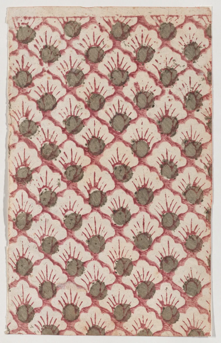 Sheet with overall pattern of petals by anonymous, print, 1800-1900