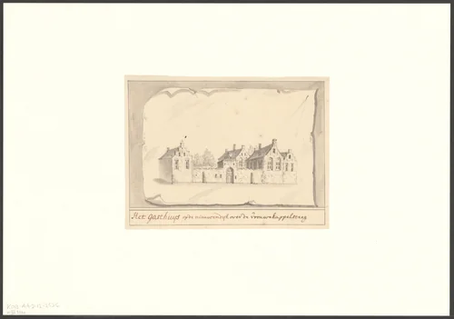 Gezicht op het Onze Lieve Vrouwe Gasthuis aan de Nieuwendijk by Antonina Houbraken, drawing, 1706-1736