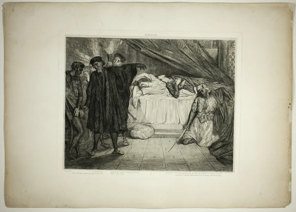 O Spartan dog, plate fifteen from Othello by Théodore Chassériau, print, 1844