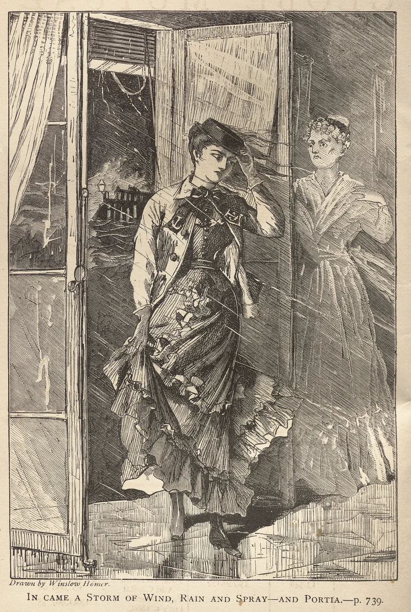 In Came a Storm of Wind, Rain and Spray - and Portia by Winslow Homer, print, 1869