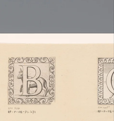Letter B met stier by Claude Mellan, print, 1639-1643