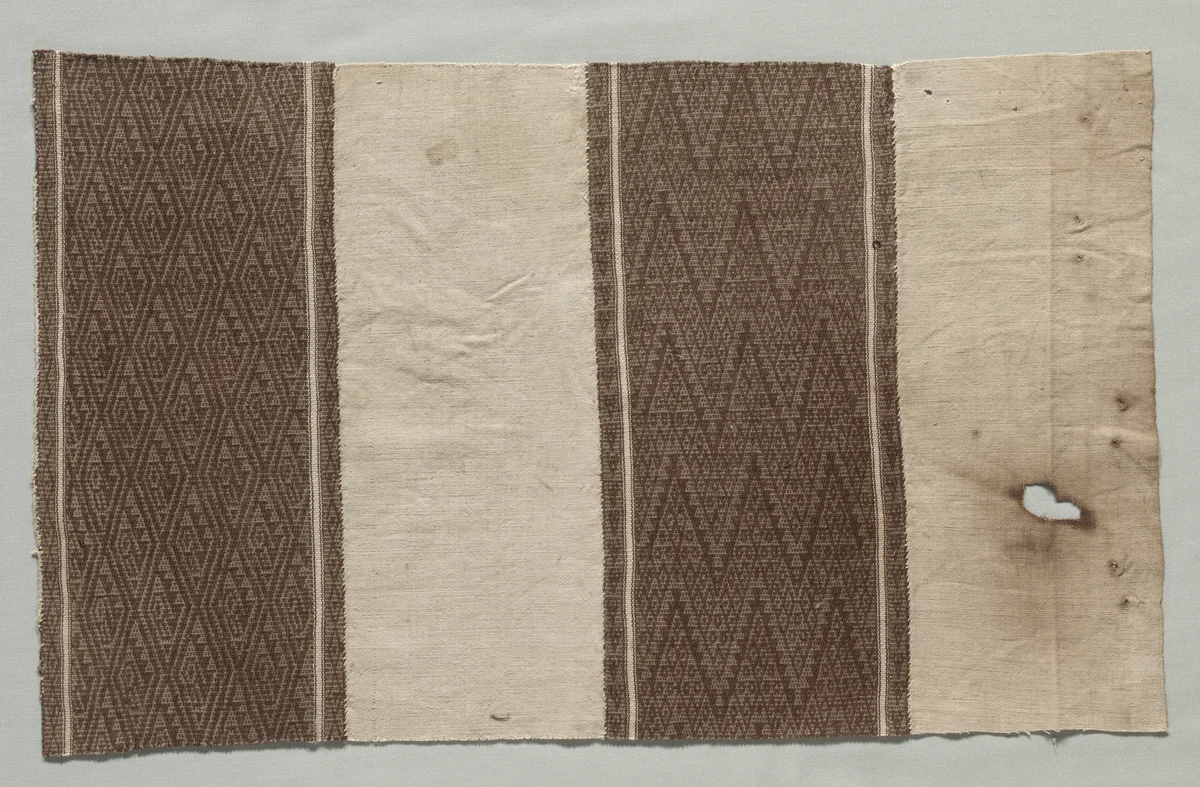 Fragment formed of Four Separate Fabrics Joined by Unknown, textile, 1100-1400