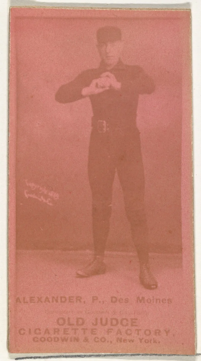 Alexander, Pitcher, Des Moines, from the Old Judge series (N172) for Old Judge Cigarettes by Goodwin & Company, photograph, 1888-1889