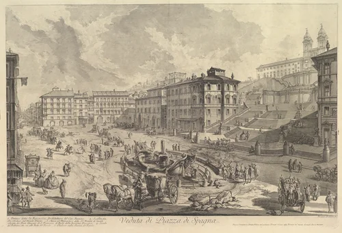 The Piazza di Spagna (Veduta di Piazza di Spagna) by Giovanni Battista Piranesi, print, 1745-1755