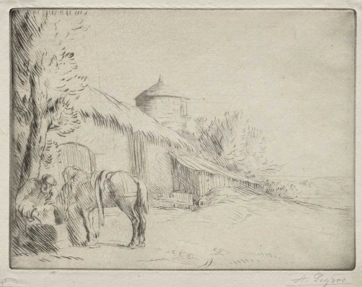 The Watering Place (2nd Plate) by Alphonse Legros, print, 1857-1911