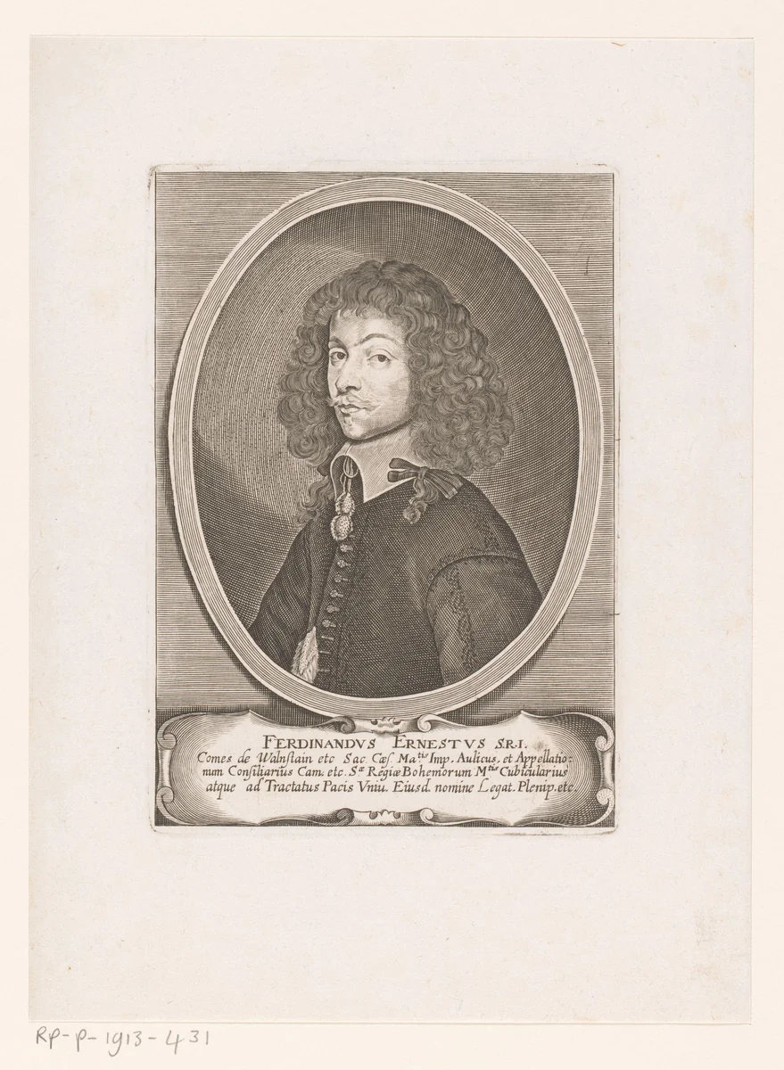 Portret van Ferdinand Ernst graaf von Waldstein by Matthäus Merian, book, 1652