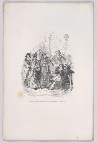 They began at once their frightful charivari, from "Little Miseries of Human Life" by J. J. Grandville, print, 1843