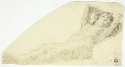 Nude Girl Asleep by John Flaxman, drawing, 1775-1826