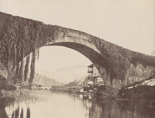 Pont de L'estelle sur le gave, près Bétharram, Basses Pyrénées (The Estelle Bridge on the Gave, near Bétharram, Basses-Pyrénées) by Marquis de Rostaing, photograph, 1850